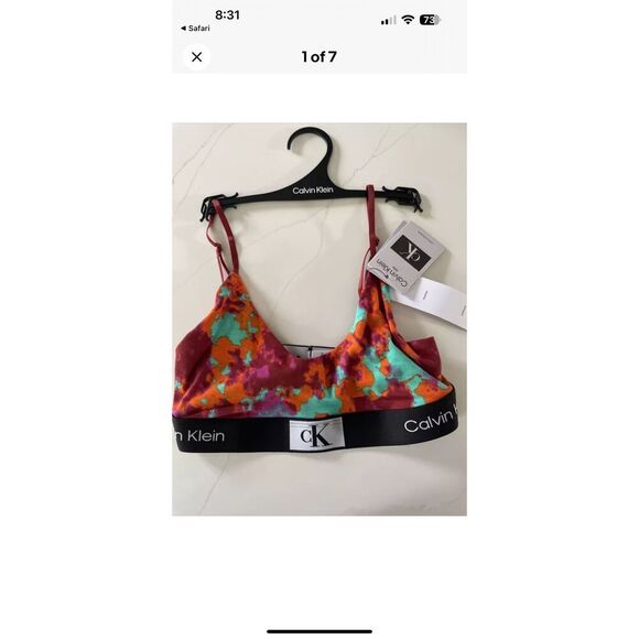 Calvin Klein NEW cotton bralette size S temperature print - Picture 3 of 4